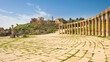 temple and pillared square on the ruins of the city of Jerash in Jordan