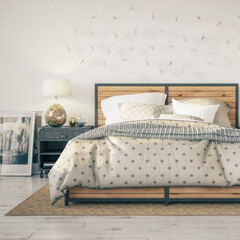 Wall Mural - Cosy Bedroom Arrangement (focus) - 3D Visualization