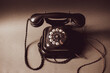 © VetalStock - black vintage rare communication telephone, analogue communication means, antique shop