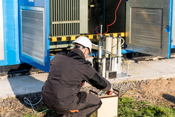 Wall Mural - execution of electrical measuring works on the power transformer