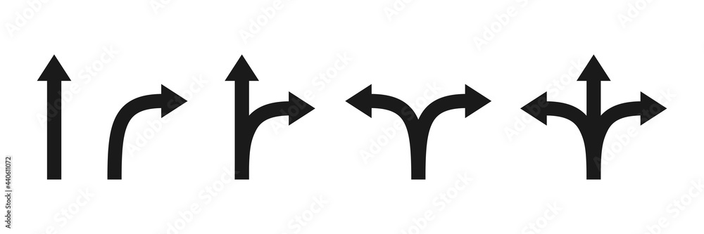 Arrow icon set. Black simple arrows collection. Vector illustration ...