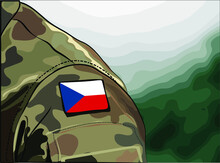 Flag Of Czech Republic On Soldier Arm. Army Of The Czech Republic