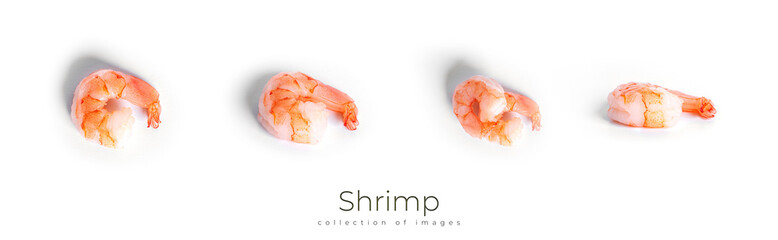 Wall Mural - Shrimp isolated on a white background. Fresh shrimp. Boiled shrimp. Prawns.