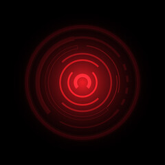 Wall Mural - Abstract Red Glow Technology Circle Shining On Infinite Space Background Elements Of Futuristic Digital Technology Sci-Fi User Interface Vector Illustration.