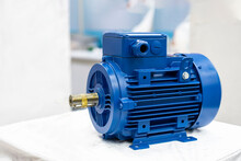 Close Up New Electric 3 Phase Induction Motor For Industrial On Table
