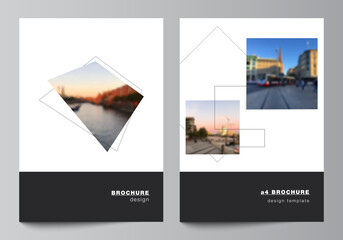 Wall Mural - vector layout of a4 format cover mockups design templates with geometric simple shapes, lines and ph