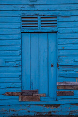 Wall Mural - Door of blue wooden house in Jarabacoa, Dominican Republic