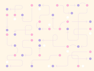 Wall Mural - small circles connected by complex arrow lines. simple pattern design template.