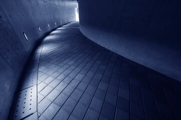 Aufkleber - Empty modern pedestrian walkway in the dark