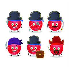 Sticker - Cartoon character of jelly sweets candy red with various pirates  emoticons. Vector illustration