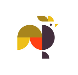 Wall Mural - Abstract geometrical chicken rooster logo vector illustration
