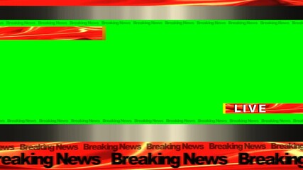 breaking news banner with green block and red conveyor of text with live block to the right side