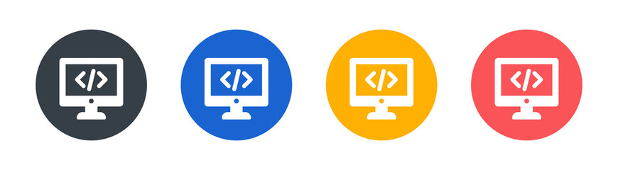 Wall Mural - programming or coding icons set isolated on white background. technology concept