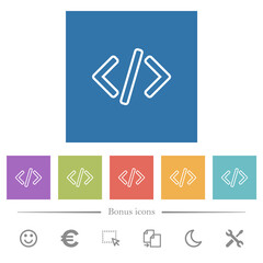 Sticker - Script code flat white icons in square backgrounds