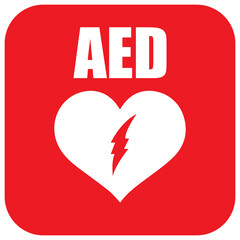 Wall Mural - AED,automated external defibrillator / aed sign with heart and electricity symbol flat vector icon	
