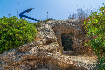 Wall Mural - Byzantine burial caves, and an Anchor, Ein HaYam neighborhood, Haifa