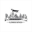 limousines with tall building and plane logo