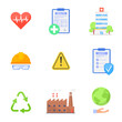 HSE Concept - Health, Safety and Environment. Set of isolated icons on a white background.