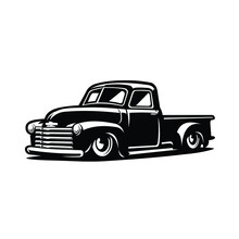 Classic Retro Pickup Truck Vector Isolated