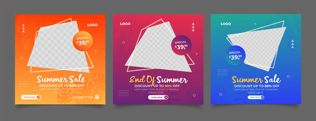 Wall Mural - summer sale social media post template	