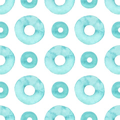 Wall Mural - Watercolor turquoise seamless pattern. Hand drawn background