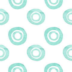 Wall Mural - Watercolor turquoise seamless pattern. Hand drawn background