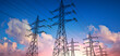 High voltage power lines in the sky - 3D illustration