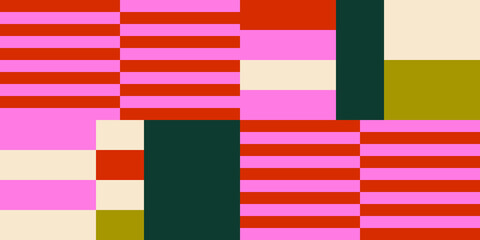 Leinwandbilder - Modern vector abstract  geometric background with stripes, rectangles and squares  in retro scandinavian style. Pastel colored simple shapes graphic pattern. Abstract mosaic artwork.