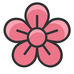 Poster - flower line color icon