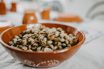 Plate of cooked snails