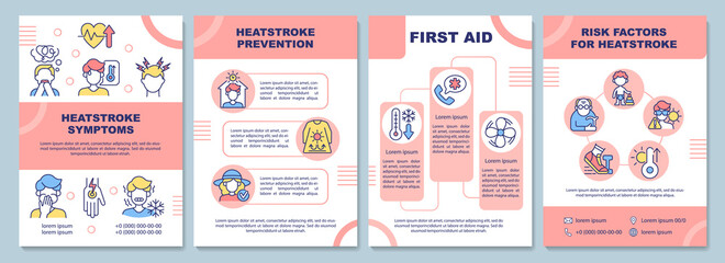 Wall Mural - heatstroke symptoms brochure template. first aid. risk factors. flyer, booklet, leaflet print, cover