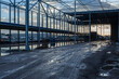 Closeup shot of construction site of a warehouse after rain