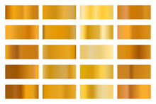Metalic Gradient Collection With Shiny Gold Hologram. Holographic Foil Texture, Gold Rose,and Golden Gradation. Vector Set For Frame, Ribbon, Border, Other Design