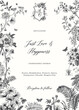 Invitation. Bloom. Wedding card. Vintage floral illustration. Black and white