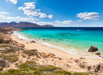 Marble beach in the island of Armathia near the Greek island of Kassos in the Dodecanese archipelago