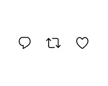 Reply Tweet, Retweet, And Like. Icon Set Of Social Media Elements