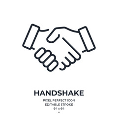 Canvas Print - handshake editable stroke outline icon isolated on white background flat vector illustration. pixel 