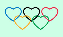 Vector, Logo Of The Olympic Games In The Form Of Hearts