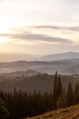 Wall Mural - Magic dawn in the misty mountains