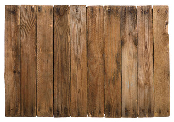 Wall Mural - vintage wooden background from planks with rusty nails isolated on white.