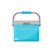 Cooler bag in blue on a white background. Closed ice box. Portable handheld cooler for road trips, beach trips and medication. Vector illustration, flat.