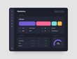 © dimakostrov - Dashboard design in dark colors. App interface with UI and UX elements. Use design for web application, desktop app or website.