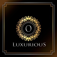 Canvas Print - Gold Luxury Ornate Badge O Logo Letter. Elegance Ornate Decorative Luxury Initial Logo Template.