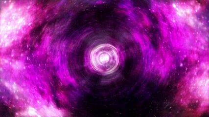 Wall Mural - abstract 3d art space exploration through colorful pink purple wormhole vortex. 4k sci-fi seamless l