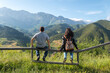 a couple is enjoying amazing views in picos de europa