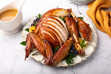 Carved Roasted Turkey For A Celebration Dinner