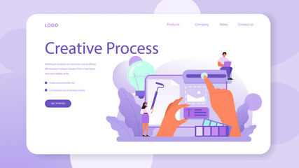 Wall Mural - web site design web banner or landing page. presenting content