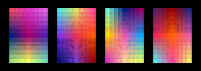 Wall Mural - abstract geometric pattern set. gradient triangle square. colorful background. template design for p