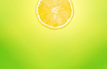 Wall Mural - Juicy yellow lemon slice on a background