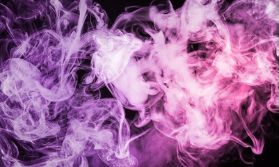 Sticker - Neon smoke. Colorful abstract glowing bright steam blend on dark.